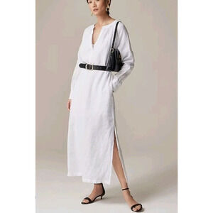 New J.Crew White Cabana 100% Linen Dress w/Slip Size Tall Small Resort Beach NWT